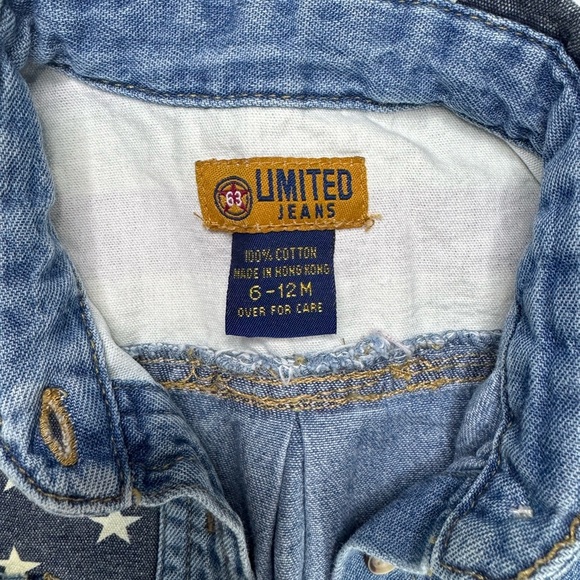 Limited Jeans Vintage Denim American Flag Button Down Size 6-12M - Picture 2 of 4